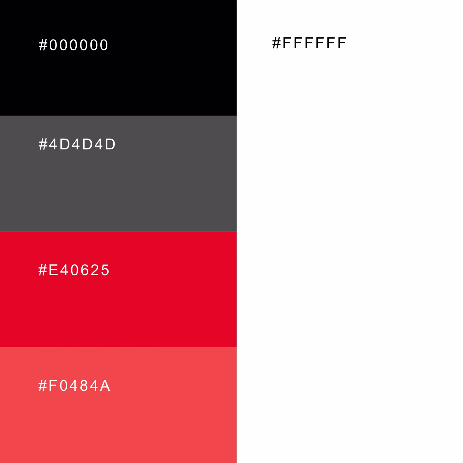 Bären Baugruppe AG colour palette: black, dark grey #4D4D4D, primary red #E40625, lighter red #F0484A and white