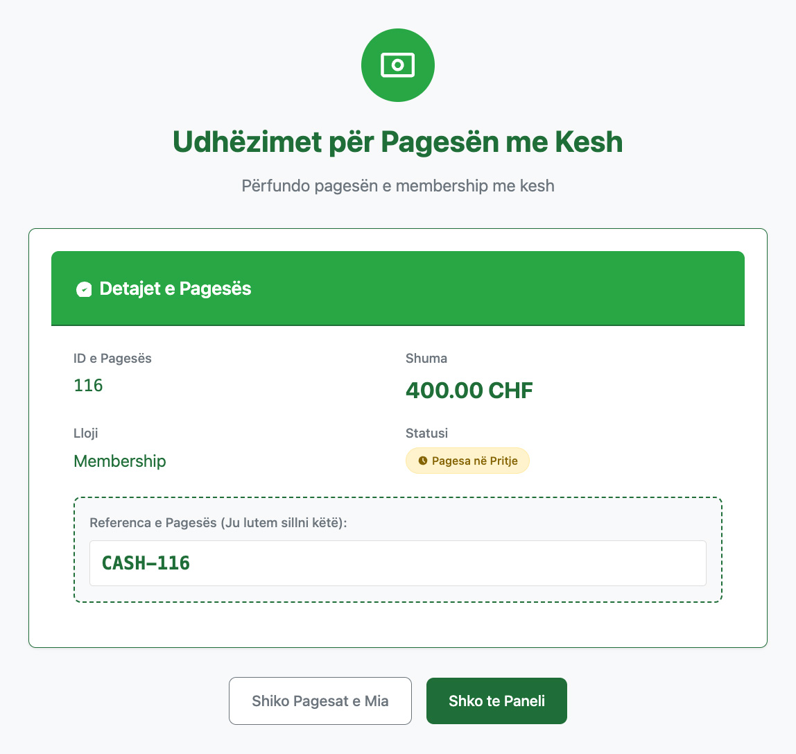 En-Nur cash payment instructions: the payment details and the reference to bring
