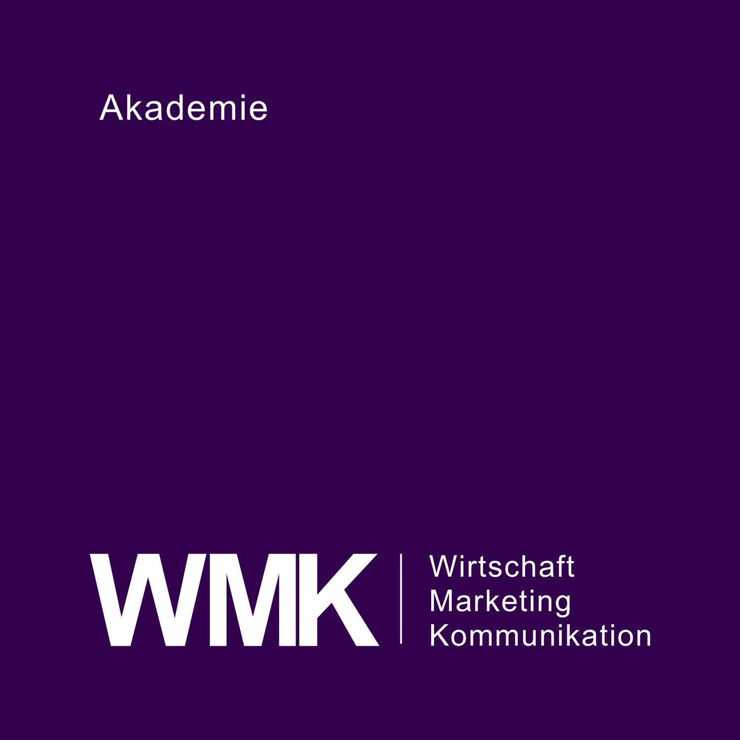 WMK full logo on the darkest purple: the initials, the rule and the three words, with Akademie above